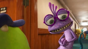 "Sorry. If I do that in Scaring Class, I'll be a joke." Randall nervously tell Mike, that he thinks if Randall become invisible in class he'll be a joke.