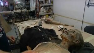 Zep’s corpse as seen in a behind the scenes video from Saw II.