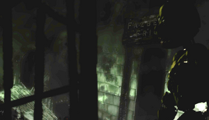 Springtrap at the end of Five Nights at Freddy's: Sister Location.