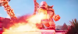 Bowser attempting to burn Princess Peach alive.
