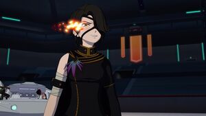 Cinder grinning at the sight of her target.