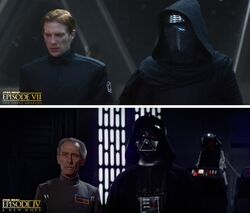 Kylo Ren, General Hux, and back in IV, Tarkin and Darth Vader