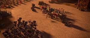 Chakal and the Bandidos about to fight Manolo and San Ángel.