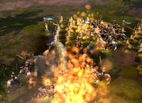 The Wyrm attack the elves with flame breath.