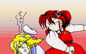 Yumemi bonk.png (7 KB) Yumemi scolding Chiyuri for losing too quickly.