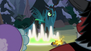 Chrysalis transforming by the campfire S9E8