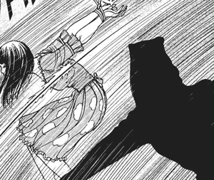 Goda whipping Remina while hung by her arms.