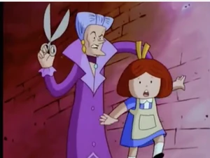 Madeline at the mercy of LaCroque.png (359 KB) "Red hair for red lace!" LaCroque grabs Madeline.