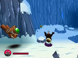 Sergueï's defeat as he shrinks to his UFO before escaping.