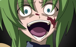 Shion (disguised as Mion), laughing at Rika's suicide.