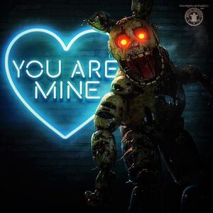 Springtrap in a Valentine's Day poster.