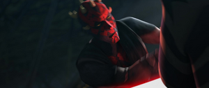 Maul manages to knock both Ahsoka's blades out of her hands.