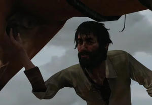 Irish while checking the healthy horse's genitals.