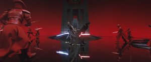 Rey and Kylo vs. Praetorian Guards