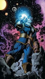 Thanos with the Cosmic Cube.