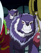 Two Grizzlymons listen to AxeKnightmon