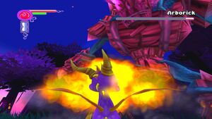Arborick burned by Spyro.