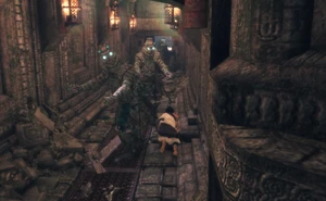 A group of Knights chasing the Boy.