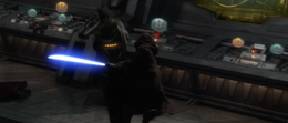 Darth Vader slashes at a Nemoidian aide.