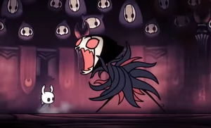 GrimmHK Triggered.png (163 KB) Grimm screeching at the Knight if he is attacked while bowing.