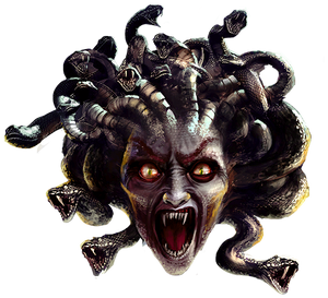Artwork of a Medusa Head from Super Smash Bros. Ultimate