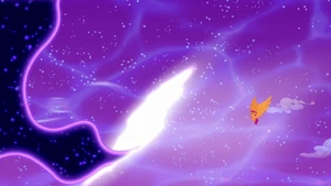 Scotaloo and Tantabus.png (1.12 MB) Scootaloo blows the Tantabus away from the entrance to the real world with gusts of wind.