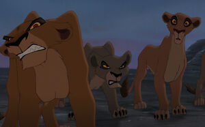 Vitani being ordered by Zira to attack Kiara and Simba.