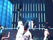 Serrano, now in a ski mask, firing his gun into the air.