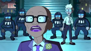 Mr. X, Jenny, and the FBI seeing Amphibia for the first time.