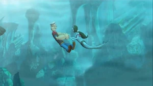 The Lady of the Depths offering Popeye to forget the mainland.