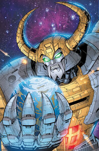 Unicron, attacking Earth.