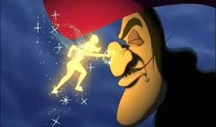 Tinker Bell punches Hook in his nose.