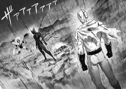 Saitama confronts Garou in the witness of Blast
