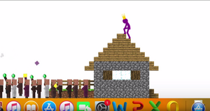 Purple looking down on his subjects.