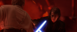 Darth Vader stalks Kenobi closely before attacking.