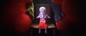 Bellwether being placed in jail for her crimes while watching a live stream of Gazelle with several other inmates.