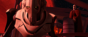 Dooku supervising Grievous on the bridge of the Malevolence.