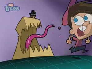 Gary trying to kill Timmy with the box