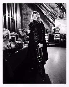 Ingrid in her costume behind the scenes.