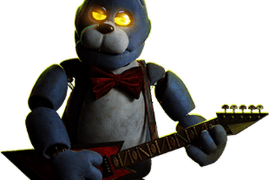 196428 - safe, artist:bunnyartsowo, animatronic, bear, fictional species,  mammal, robot, five nights at freddy's, 2022, bow, bow tie, character name,  clothes, english text, hat, headwear, lidded eyes, looking at you, male,  nightmare (