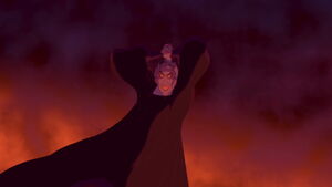 "And He shall smite the wicked, and plunge them into the fiery pit!" (Frollo raising his sword believing God will smite Quasimodo and Esmeralda as wickeds and plunge them into the fiery pit when he himself is the true wicked)