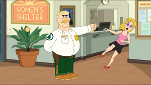 Woody Johnson punching a battered woman.