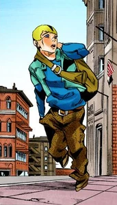 A young Versus running away from his family.