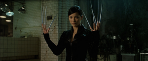 Deathstrike revealing her adamantium claws.