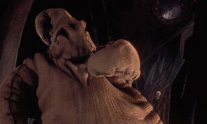 "One more roll from the dice oughta do it!" Oogie about to roll his dice.