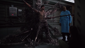 A shrike converting Keller's body into destructive energy.