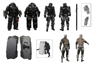 Concept design art for Desperado mercenaries.