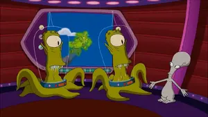Kang and Kodos with Roger Smith.