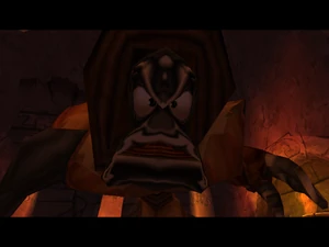 A close-up of Reflux's face.