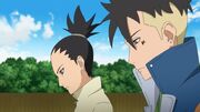 Shikadai takes Kawaki to the grave of his grandfather, Shikaku Nara.